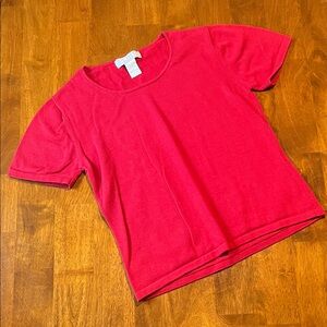 Petite Sophisticate 100% Cotton Red Knit Tee Size Small